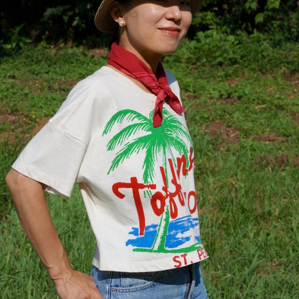 プチスカーフ「太陽と月」日光浴(コットン100%)月柄