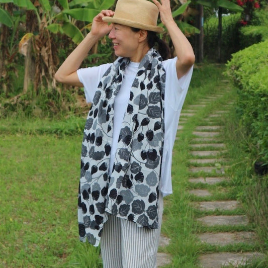 ストール「一期一会」おもいで(コットンシフォン100%)