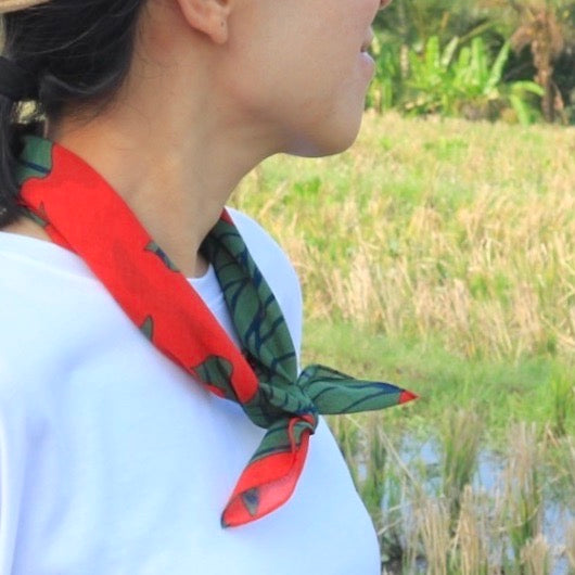 LAST1 ・Petit scarf "Kanna" desired-red series-1 (40% silk, 60% rayon)