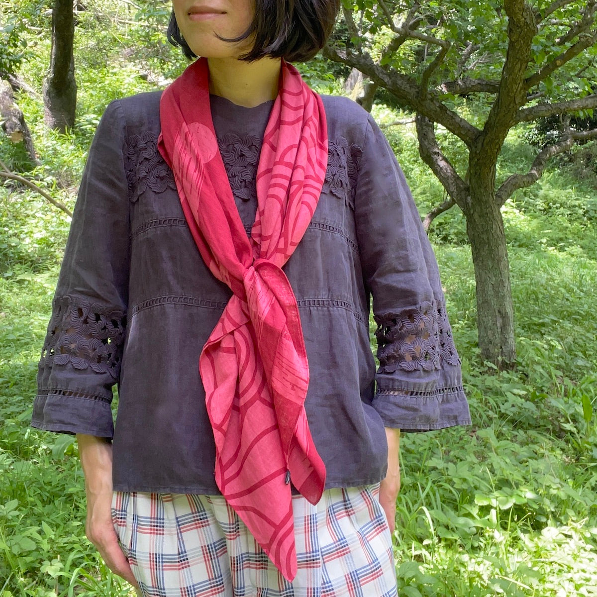 スカーフ「太陽と月」日光浴(コットン100%)