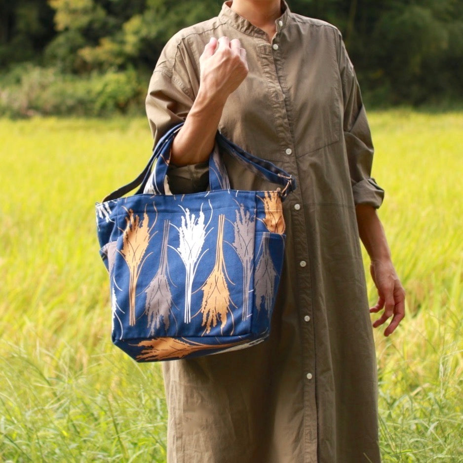 ショルダートート 「イネ」オイシイネ!_稲穂(ネイビー)