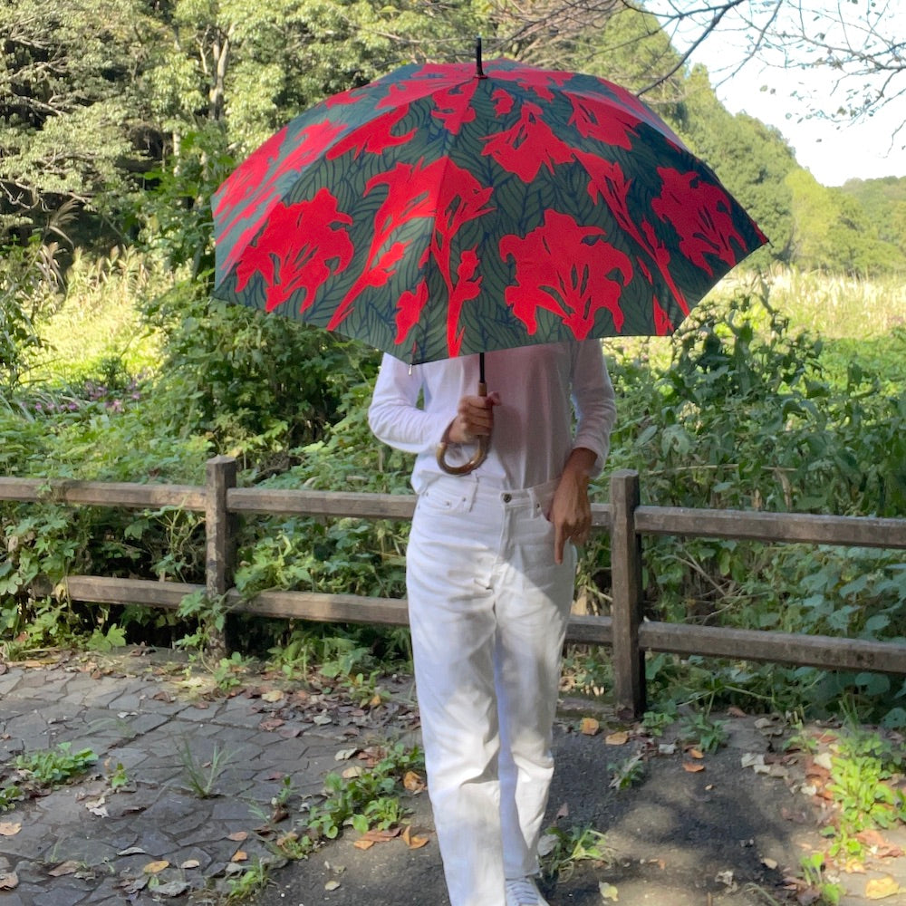 Long umbrella “Kanna” desired_red