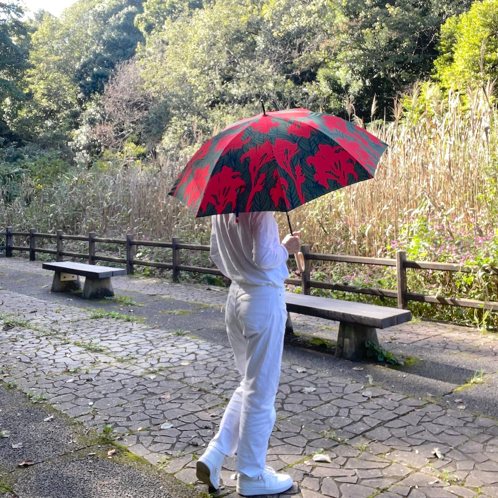 Long umbrella “Kanna” desired_red