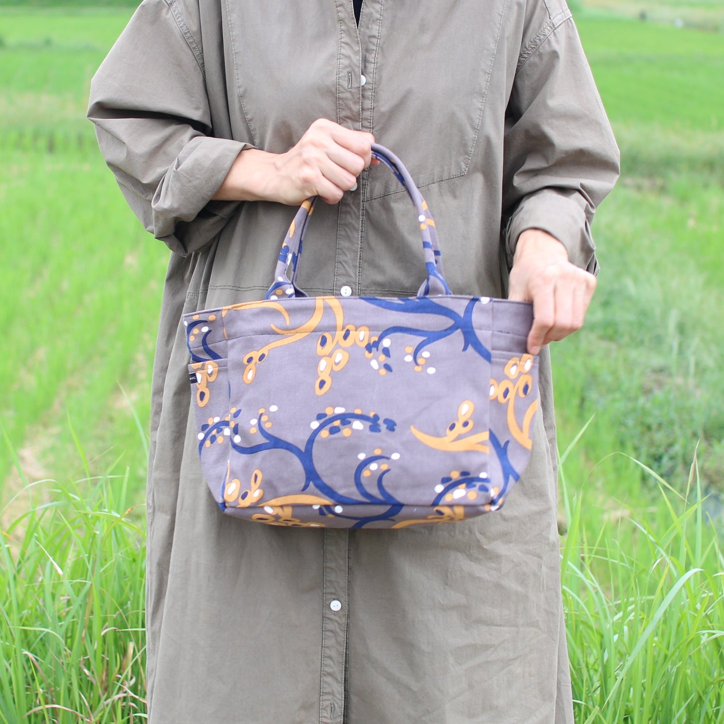 トート(サイドポケットS) 「イネ」_オイシイネ!_田んぼ(ブラウン)