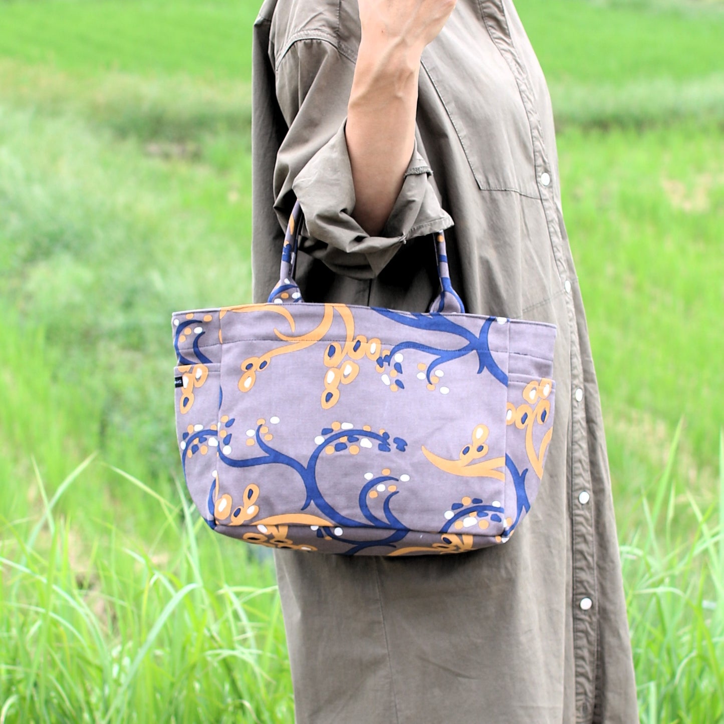 トート(サイドポケットS) 「イネ」_オイシイネ!_田んぼ(ブラウン)