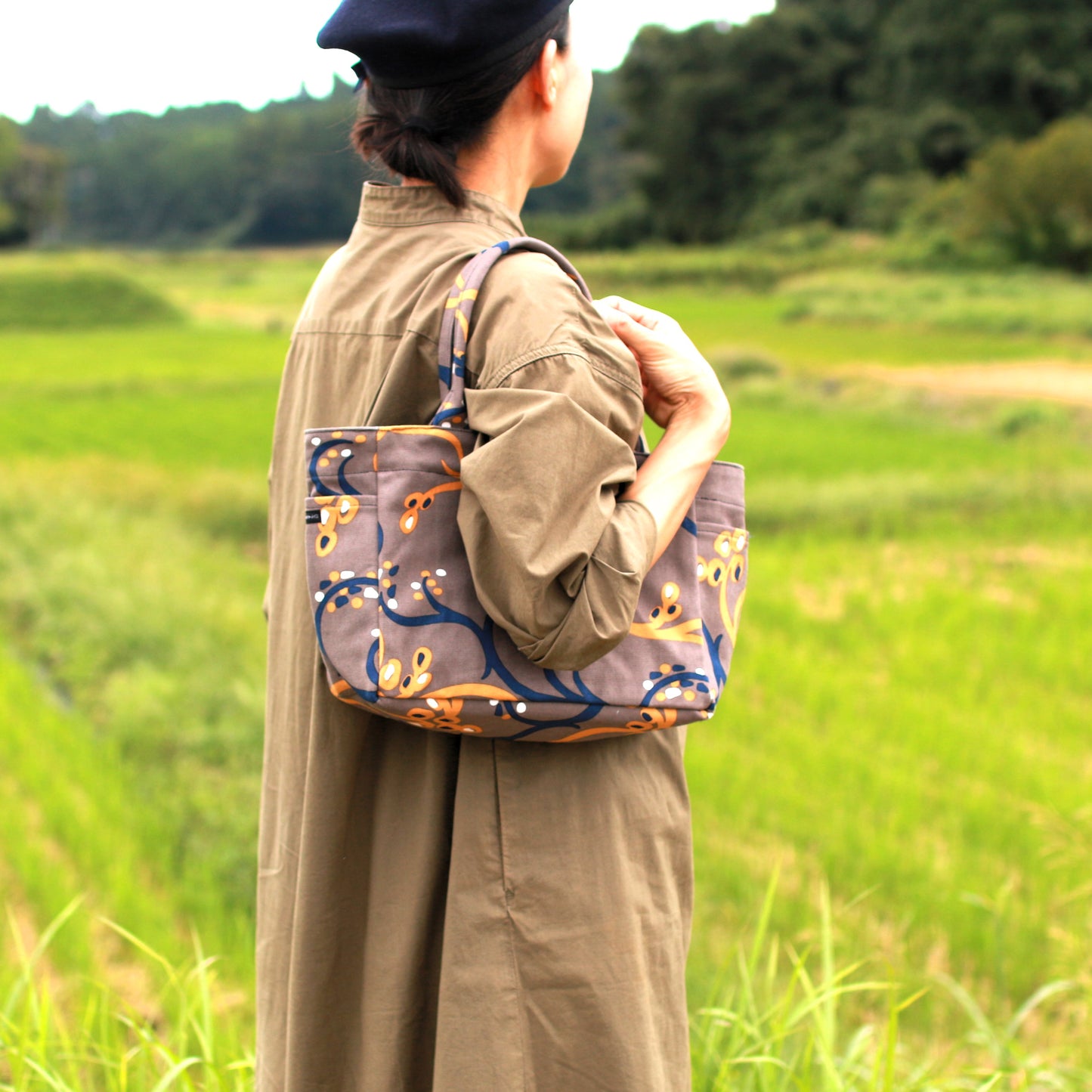 トート(サイドポケットS) 「イネ」_オイシイネ!_田んぼ(ブラウン)