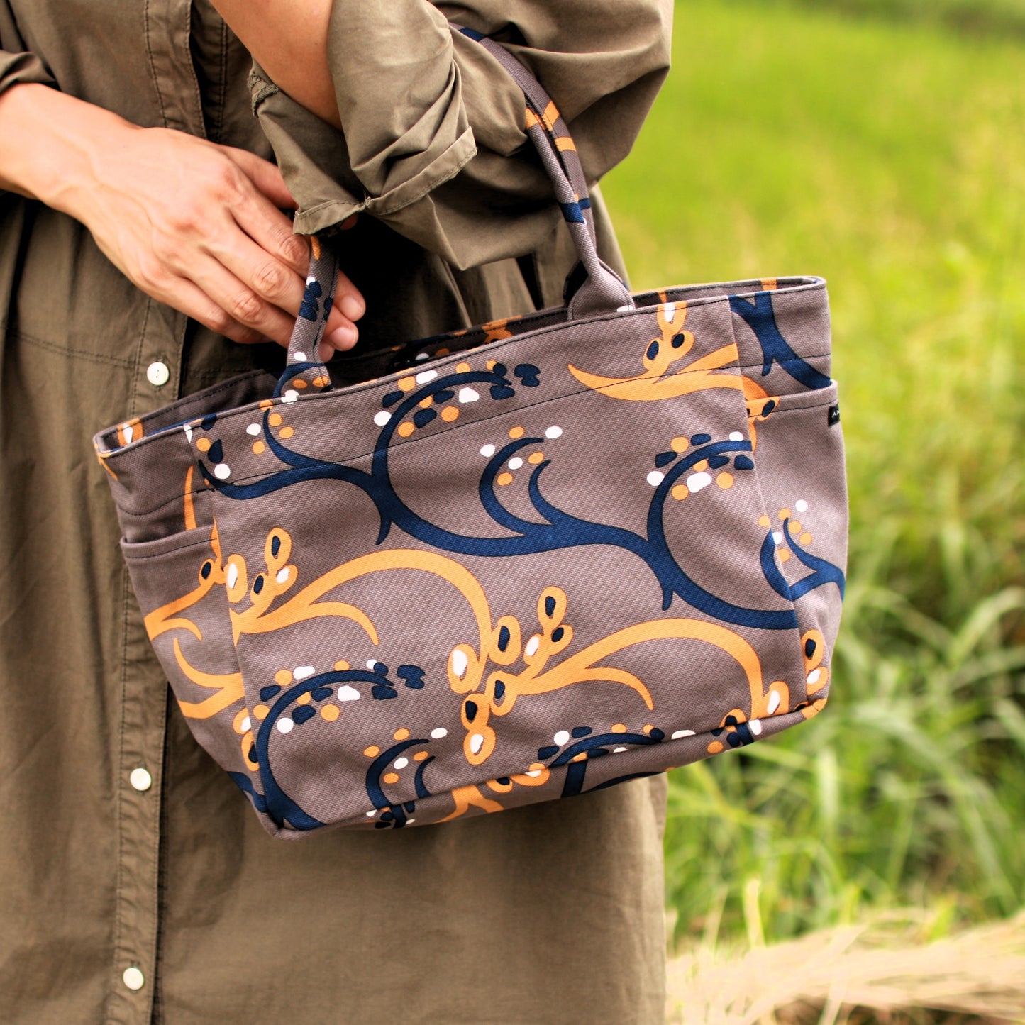 トート(サイドポケットS) 「イネ」_オイシイネ!_田んぼ(ブラウン)