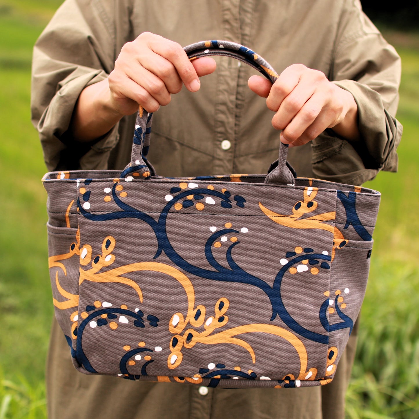 トート(サイドポケットS) 「イネ」_オイシイネ!_田んぼ(ブラウン)