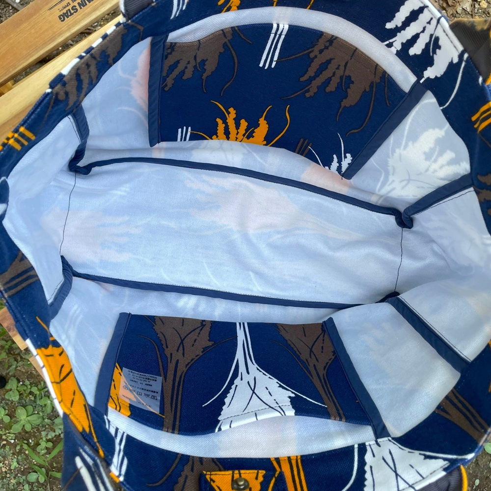 トート(M・サイドポケット付)「イネ」オイシイネ!_稲穂(ネイビー)