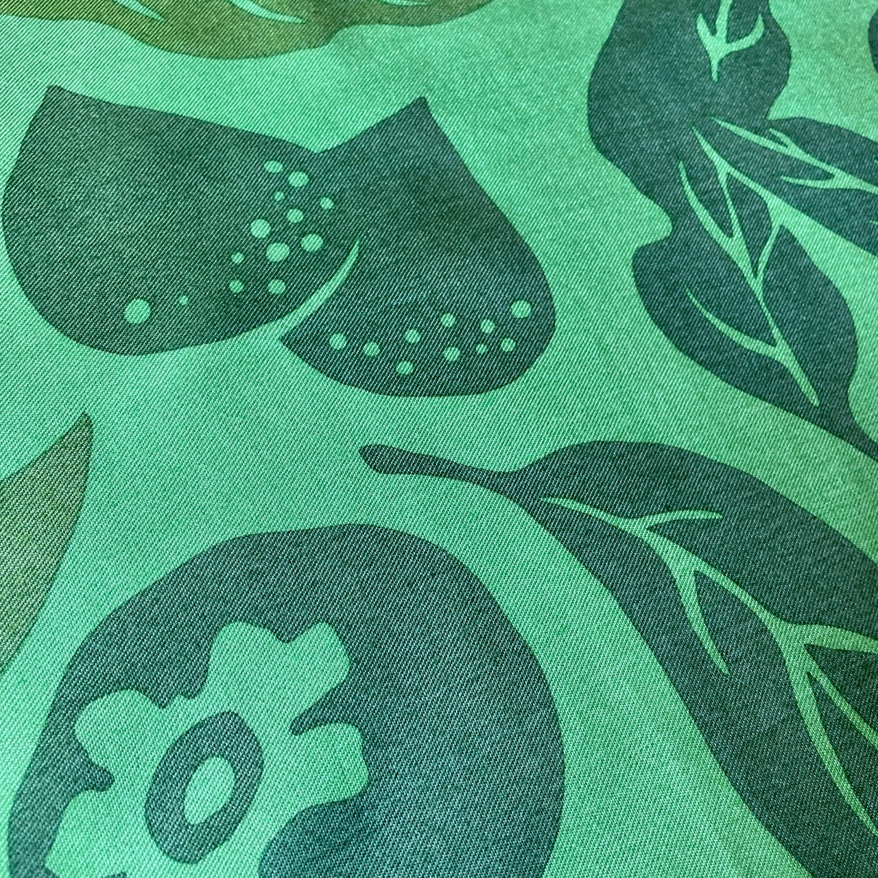 LAST1 プチスカーフ「桃栗三年柿八年」変化-green系(シルク40%レーヨン60%)