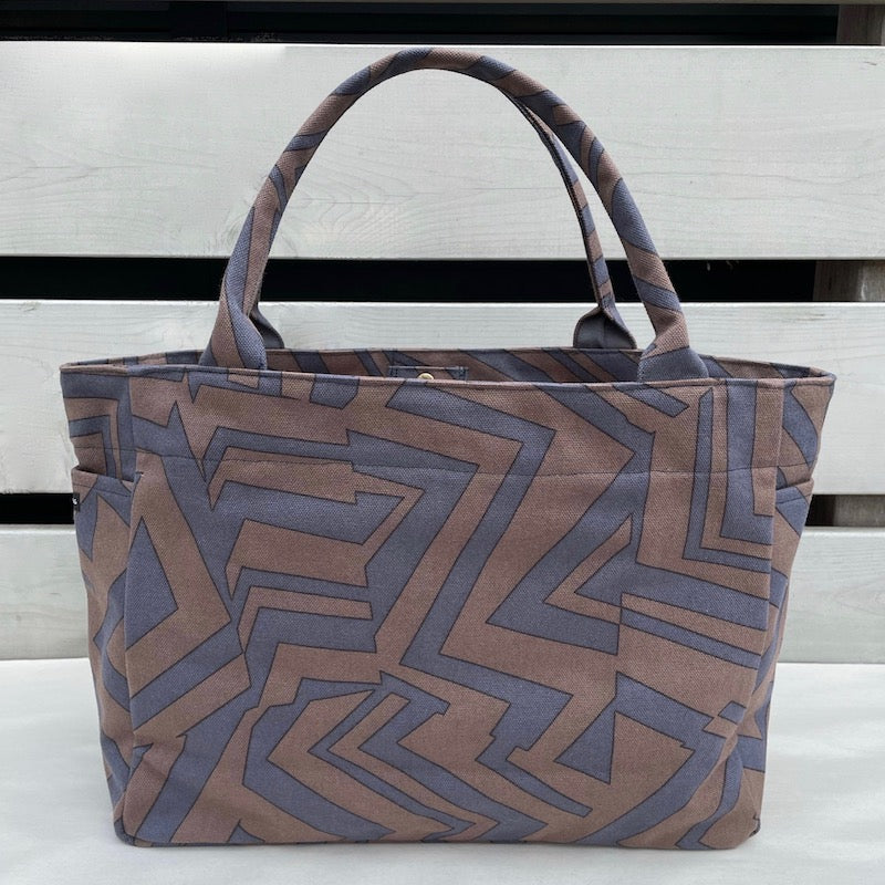 Tote (M, with side pockets) ``Michi'' Let's be true Geometric pattern