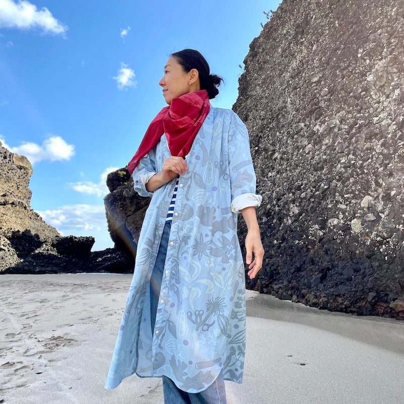 スカーフ「太陽と月」日光浴(コットン100%)