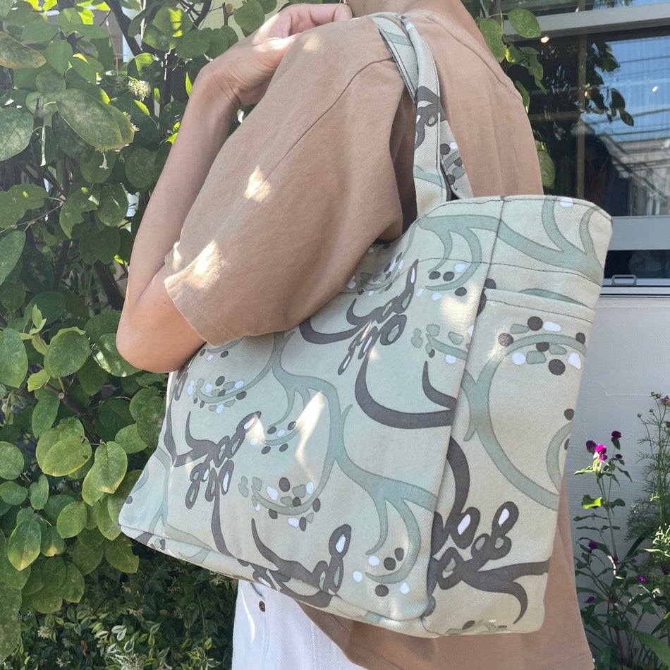 Tote (M, with side pockets) "Rice" eye! _Rice field pattern