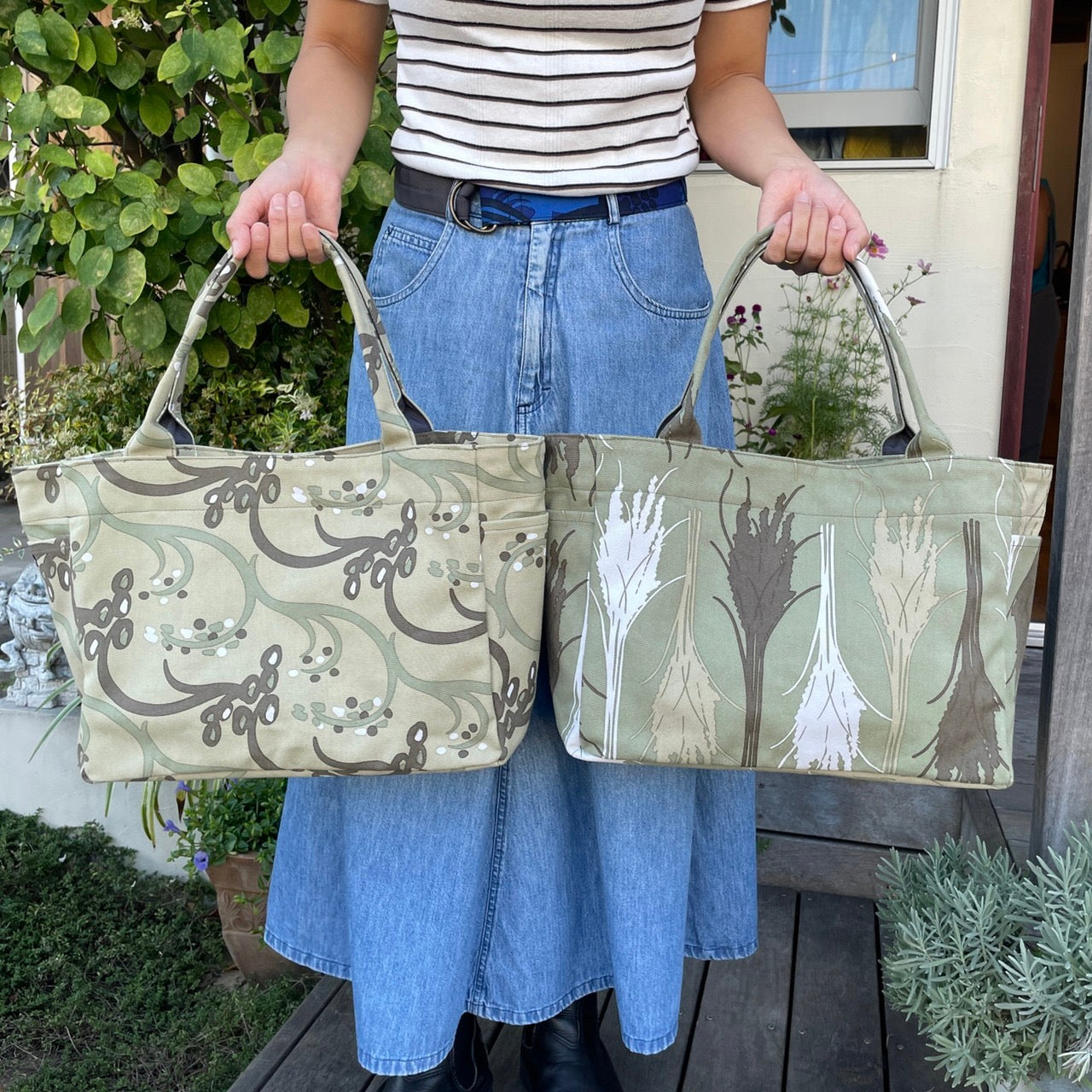 Tote (M, with side pockets) "Rice" eye! _Rice field pattern