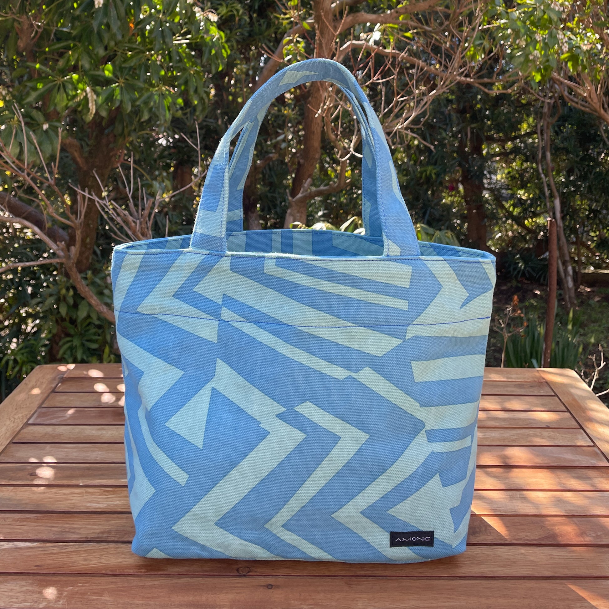 AMONG Sトート ミチ 育てよう 幾何学柄  日本製 綿コットン100% トートバッグ 道 未知 日本の言葉遊び
