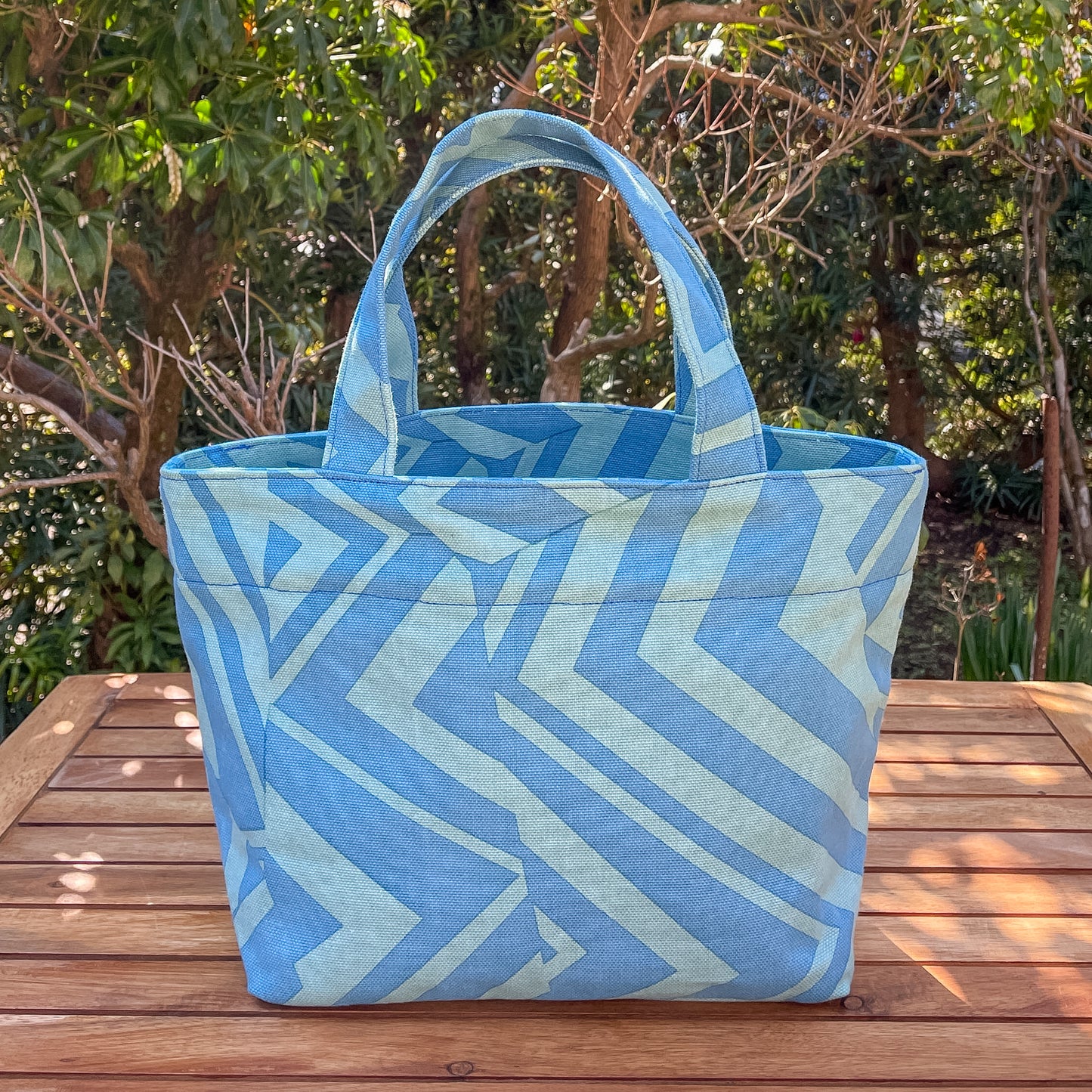 AMONG Sトート ミチ 育てよう 幾何学柄  日本製 綿コットン100% トートバッグ 道 未知 日本の言葉遊び