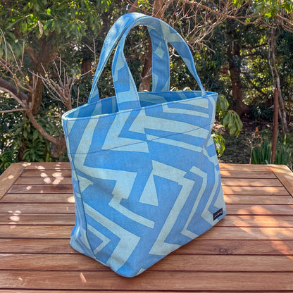 AMONG Sトート ミチ 育てよう 幾何学柄  日本製 綿コットン100% トートバッグ 道 未知 日本の言葉遊び