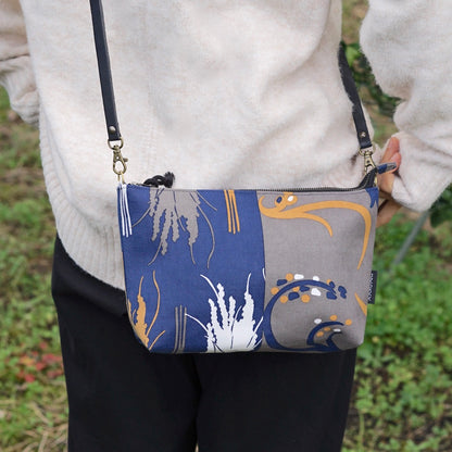 ミニショルダー 「イネ」オイシイネ！_稲穂＆田んぼ（ネイビー＆ブラウン）