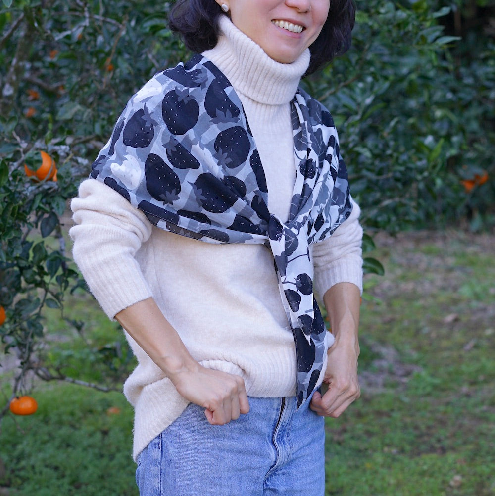 スカーフ「一期一会」おもいで（コットンシフォン100%）