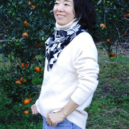スカーフ「一期一会」おもいで（コットンシフォン100%）
