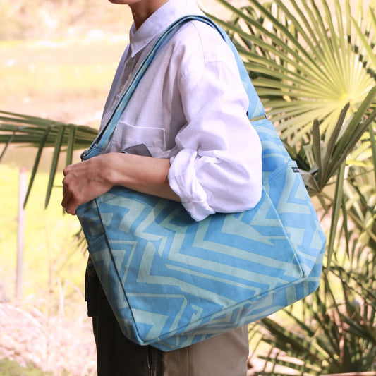 ショルダートートバッグ 「ミチ」_育てよう_幾何学柄