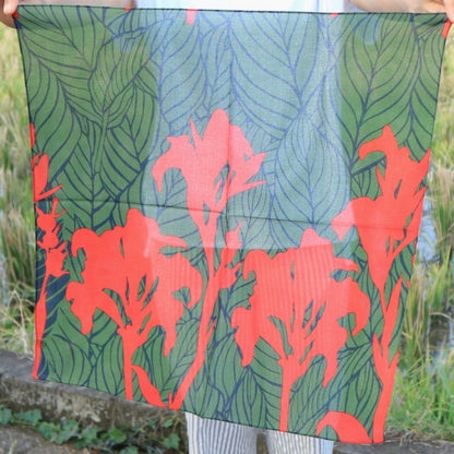 LAST1 ・Petit scarf "Kanna" desired-red series-1 (40% silk, 60% rayon)