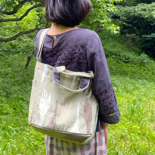 Shoulder tote “Rice” Aitaine! _Rice ear pattern