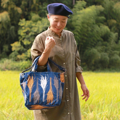 ショルダートート 「イネ」オイシイネ！_稲穂（ネイビー）