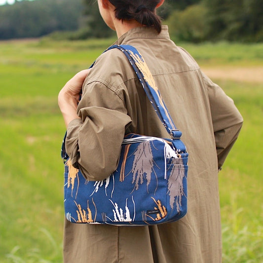 ショルダーバッグ 「イネ」オイシイネ！_稲穂（ネイビー）