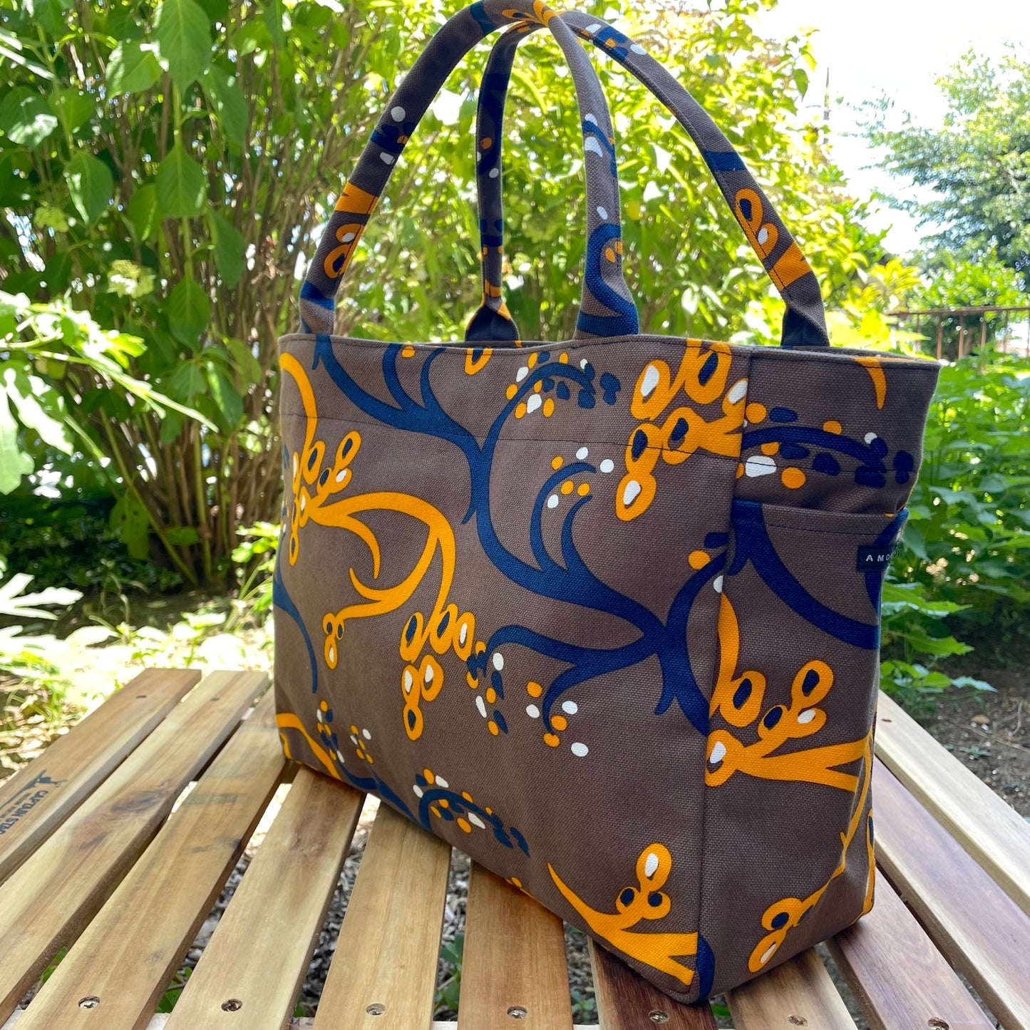 トート（M・サイドポケット付）「イネ」 オイシイネ！_田んぼ（ブラウン）