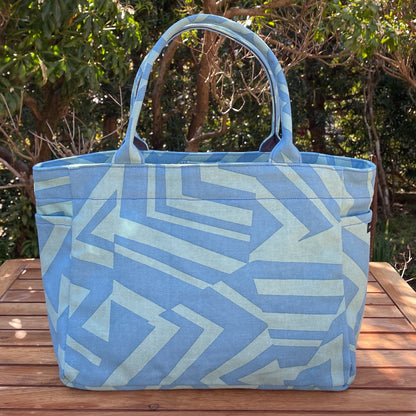 AMONG トートバッグ サイドポケット付き Sサイズ ミチ 育てよう 幾何学柄 日本製 コットン100%　日本の言葉遊び 道 未知