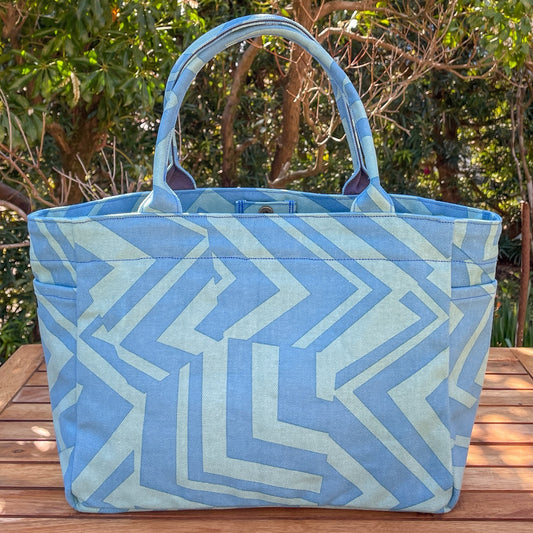 AMONG トートバッグ サイドポケット付き Sサイズ ミチ 育てよう 幾何学柄 日本製 コットン100%　日本の言葉遊び 道 未知