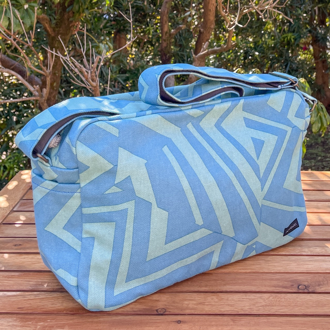 AMONG おでかけショルダーバッグ ミチ 育てよう 幾何学柄 日本製 綿コットン100% ショルダーバッグ  旅行用バッグ 道 未知 日本の言葉遊び