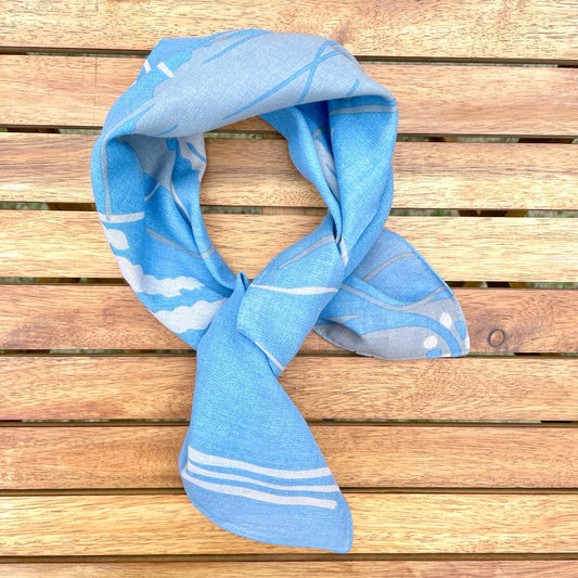 AMONG プチスカーフ イネ ヤサシイネ！ 稲穂柄 稲柄 日本製 綿 コットン 100% ミニスカーフ 米柄 ボタニカル 食べ物シリーズ