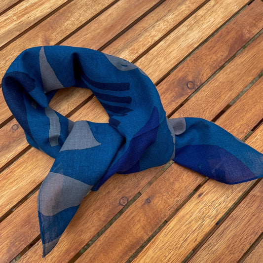 AMONG プチスカーフ テンキ 夜空柄 天気柄 日本製 綿 コットン100% シフォン スカーフ ミニサイズ バンダナ ボタニカル　天気 転機 プレゼント