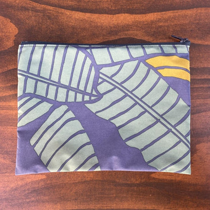 AMONG 撥水ポーチ バナナ 木陰 イエロー&グリーン ポリエステル ポーチ 捺染染め  日本製 