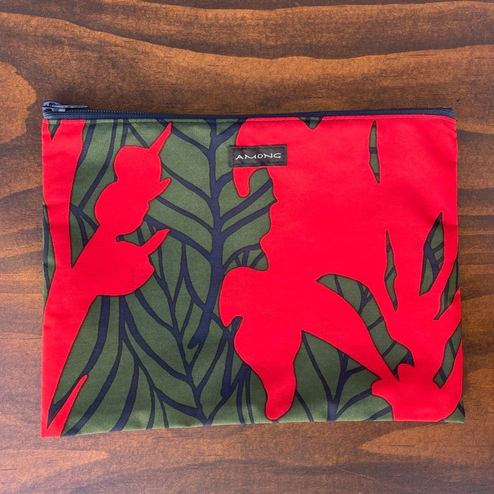 AMONG 撥水ポーチ カンナ 希望 レッド  ポリエステル ポーチ 捺染染め  日本製 