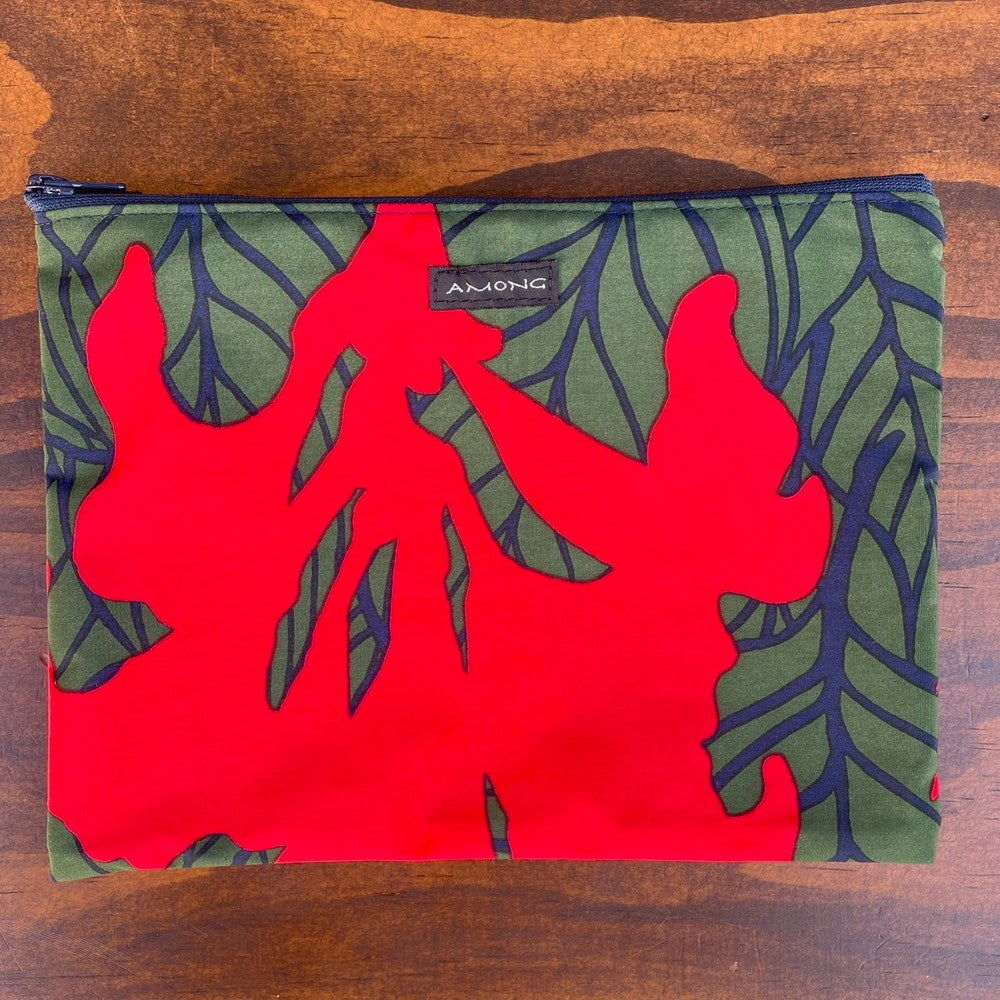AMONG 撥水ポーチ カンナ 希望 レッド  ポリエステル ポーチ 捺染染め  日本製 