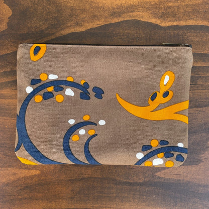 ポーチ 「イネ」_オイシイネ！_稲穂&田んぼ(ネイビー＆ブラウン)1