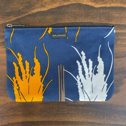 ポーチ 「イネ」_オイシイネ！_稲穂&田んぼ(ネイビー＆ブラウン)1