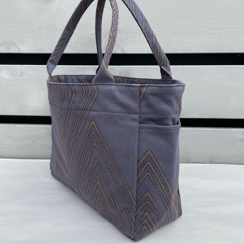 Tote (M, with side pockets) "Michi" Let's say what we really think Diamond pattern